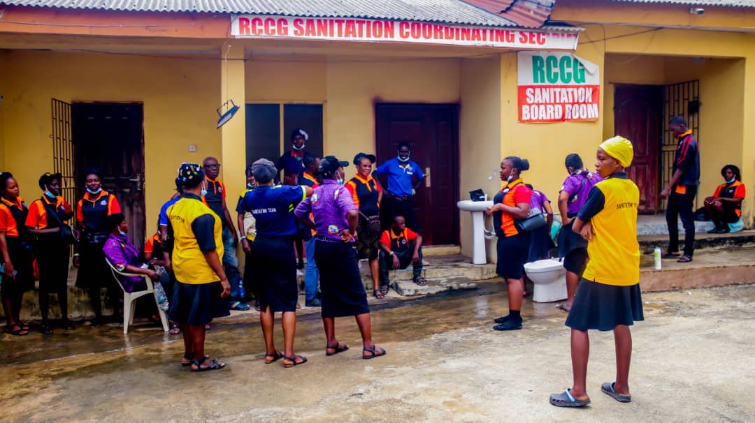 RCCG National Sanitation team members gathered at the 2025 Convention opening ceremony